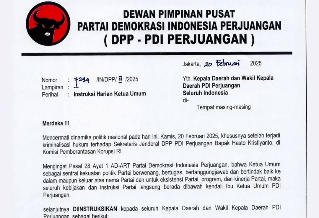 PDI Perjuangan Terbitkan Instruksi Darurat Pasca Penetapan Hasto Kristiyanto Sebagai Tersangka, Retret Mangelang Ditunda