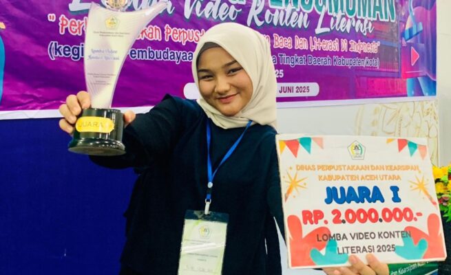 Pengurus IPAU Raih Juara I Lomba Video Kreatif Dispusip Aceh Utara 2025