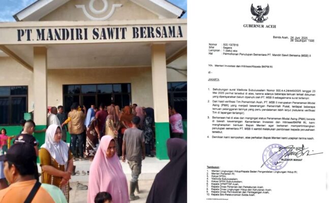 Gubernur Aceh Desak Penutupan Sementara PT MSB II di Subulussalam
