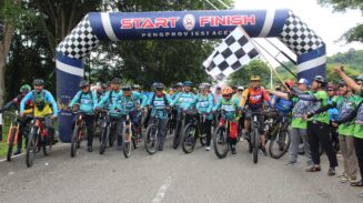 Dandim Abdya Buka Event Gowes Jelajah Bumoe Sigupai, Pesepeda Nikmati Rute 35 Km