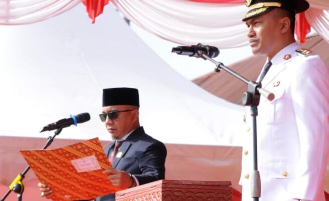 Perdana, Ketua DPRK Abdya Abi Roni Bacakan Proklamasi di HUT ke-80 RI