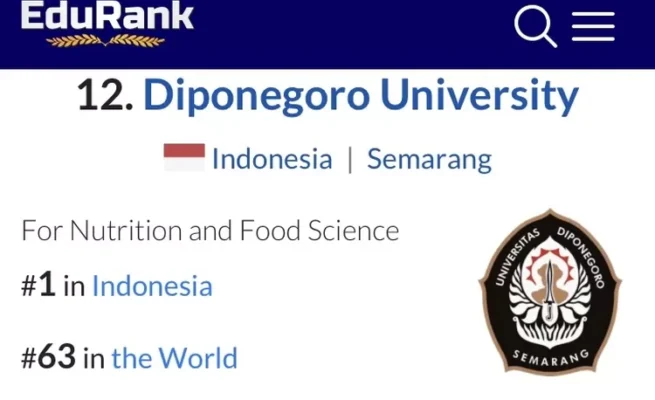 Dua Kampus Indonesia Masuk 15 Besar Universitas Terbaik Asia Bidang Ilmu Gizi dan Pangan Versi EduRank 2025