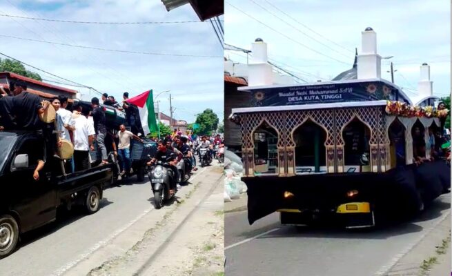 Warga Kemukiman Kuta Tinggi Padati Jalan, Rayakan Maulid Nabi dengan Pawai Meriah