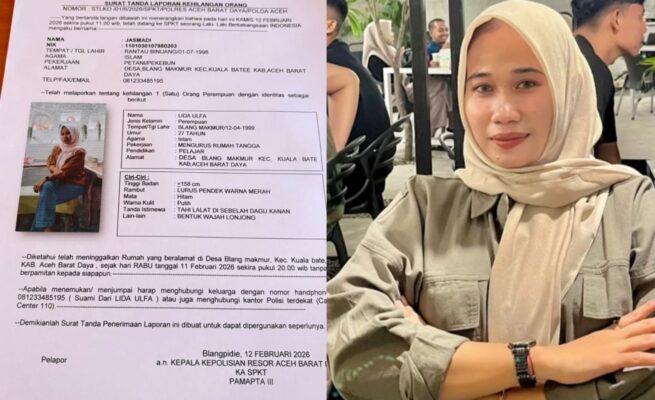 Seorang Ibu Rumah Tangga di Abdya Dilaporkan Hilang Sejak Rabu, Suami Ngadu ke Polisi