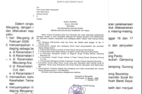 Pemkab Abdya Tetapkan Meugang Ramadan 1447 H pada 16–17 Februari 2026, Ini Jadwal dan Lokasinya