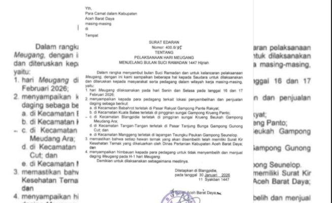 Pemkab Abdya Tetapkan Meugang Ramadan 1447 H Digelar 16–17 Februari 2026, Ini Jadwal dan Lokasinya