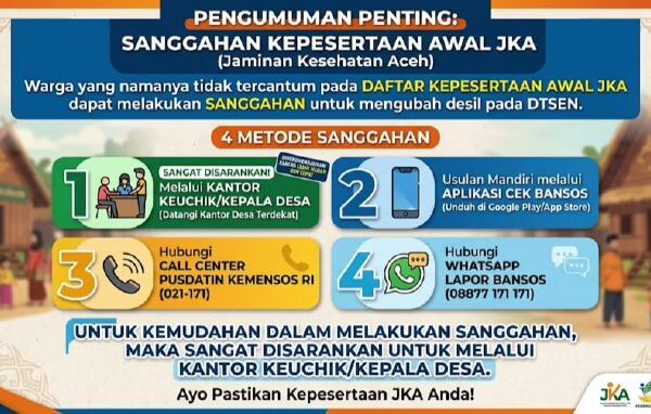 Warga Aceh Tak Terdata JKA Diberi Kesempatan Sanggah, Pemerintah Sediakan 4 Jalur Mudah