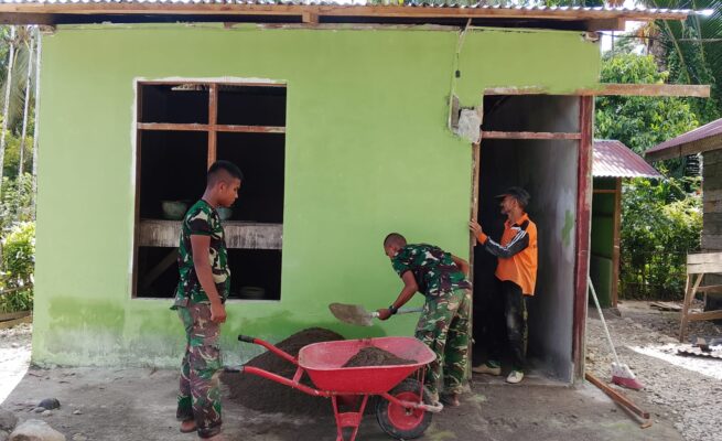 Rumah Nenek Rosna yang Dihuni Dua Anak Yatim Mulai Rampung Dibangun TMMD