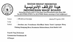 BWI Putuskan Blang Padang Tanah Wakaf Sultan Iskandar Muda untuk Masjid Raya Baiturrahman