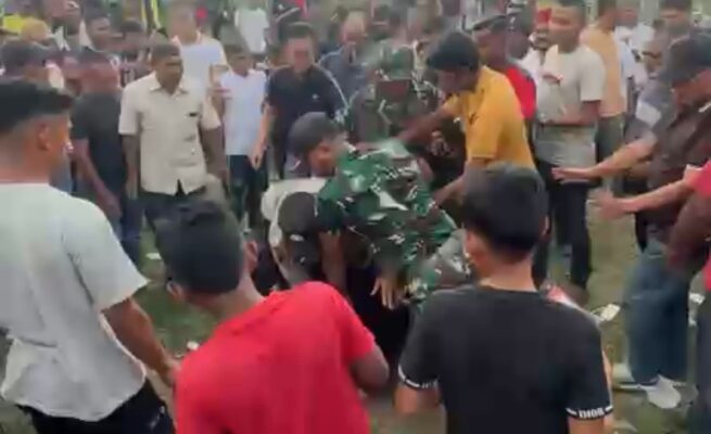 Wartawan Diduga Dipukul Oknum TNI Saat Ricuh di Lapangan Bumigas Aceh Utara